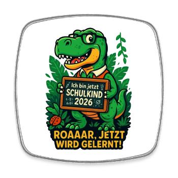 Dino Schulkind 2026 ROAAAAR jetzt lernen - Viereckiger Kühlschrankmagnet - Weiß - Vorne