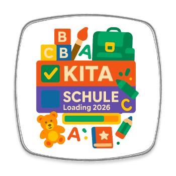 Kita Schule Loading 2026 Schulstart bunt - Viereckiger Kühlschrankmagnet - Weiß - Vorne