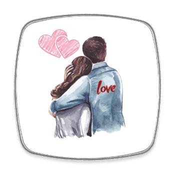 Love Forever – Couple romantique en étreinte - Magnet carré - blanc - Devant