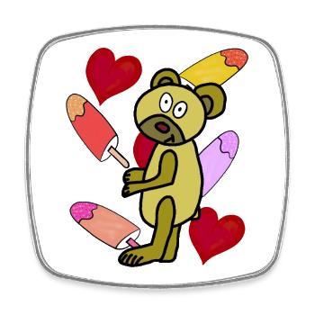 Eis Bär Bären Eiskrem Sommer Kinder Teddy - Viereckiger Kühlschrankmagnet - Weiß - Vorne