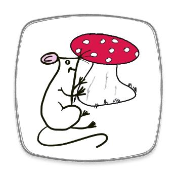 Mouse Toadstool Mushrooms - Square fridge magnet - white - Front