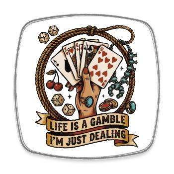 La vie est un jeu de hasard Dicton vintage de cartes de poker - Magnet carré - blanc - Devant