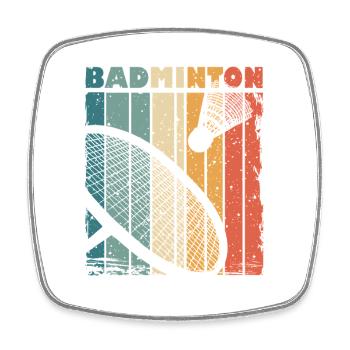 Imprimé rétro avec raquette de badminton et volant - Magnet carré - blanc - Devant