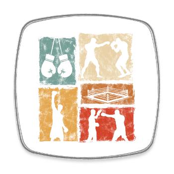 Graphismes de boxe pour professionnels et amateurs - Magnet carré - blanc - Devant