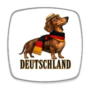 Dackel im Deutschland-Style - Viereckiger Kühlschrankmagnet - Weiß - Vorne