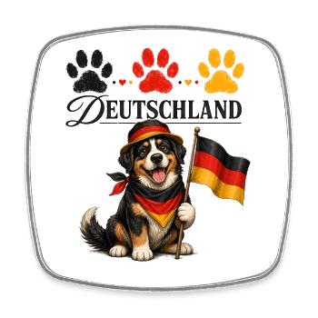 Deutschland Hund mit Flagge Pfoten - Viereckiger Kühlschrankmagnet - Weiß - Vorne