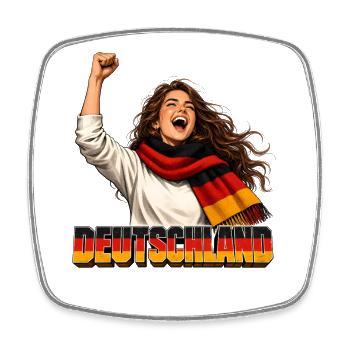 Deutschland Jubel im Retro-Stil - Viereckiger Kühlschrankmagnet - Weiß - Vorne