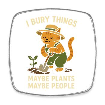 Jardinier chat avec un chapeau – blague sur les plantes - Magnet carré - blanc - Devant