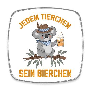Jedem Tierchen sein Bierchen Koala Bär trinkt Bier - Viereckiger Kühlschrankmagnet - Weiß - Vorne