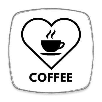 Coffee Heart Line Art - Square fridge magnet - white - Front