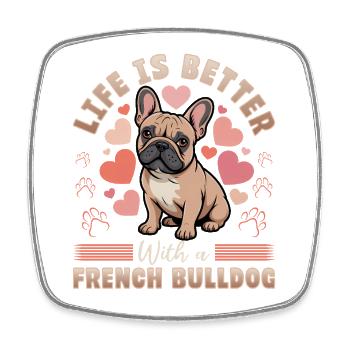 French Bulldog Frenchie Dog Breed - Viereckiger Kühlschrankmagnet - Weiß - Vorne