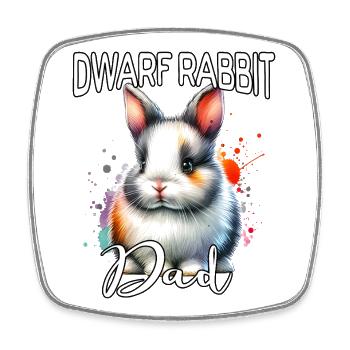 Dwarf Rabbit Dad - Square fridge magnet - white - Front