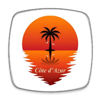 Côte d’Azur Sea Beach with Palm Tree France - Viereckiger Kühlschrankmagnet - Weiß - Vorne