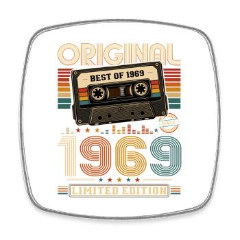 57e anniversaire Gift Man Cassette Best of 1969 - Magnet carré - blanc - Devant