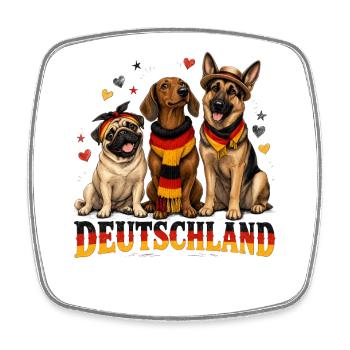 Drei Hunde Deutschland Flaggenlook - Viereckiger Kühlschrankmagnet - Weiß - Vorne