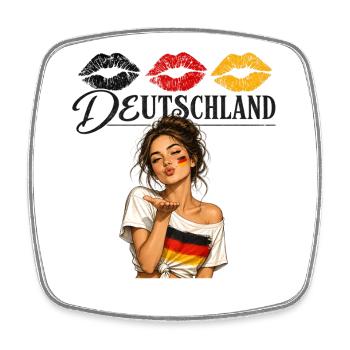 Deutschland Flaggenlippen Kunst - Viereckiger Kühlschrankmagnet - Weiß - Vorne