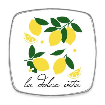 La Dolce Vita Zitronen - Viereckiger Kühlschrankmagnet - Weiß - Vorne