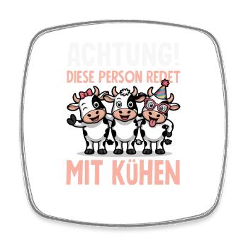 Achtung Diese Person Redet Mit Kühen Bauer Kuh - Viereckiger Kühlschrankmagnet - Weiß - Vorne