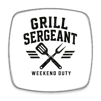 Grill Sergeant BBQ Shirt - Square fridge magnet - white - Front
