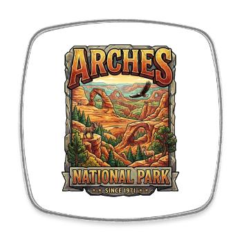 Affiche rétro du parc national Arches - Magnet carré - blanc - Devant
