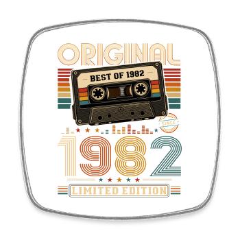 44e anniversaire Gift Man Cassette Best of 1982 - Magnet carré - blanc - Devant