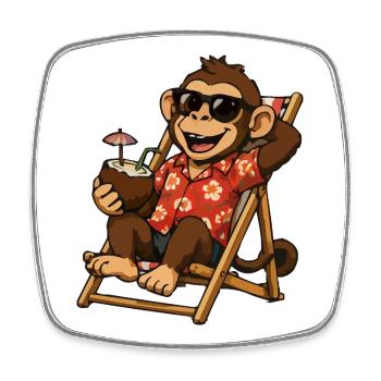 Monkey on the beach in Hawaiian look - Square fridge magnet - white - Front
