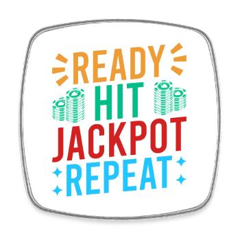 Fan de jeux d’argent prêt à gagner jackpot et à répéter le casino - Magnet carré - blanc - Devant
