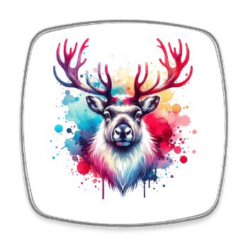 Reindeer Motif - Square fridge magnet - white - Front