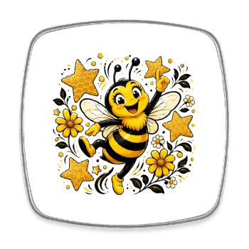 Abeille, apiculteur, apiculteur, abeille, abeille, insecte en nid d’abeille, - Magnet carré - blanc - Devant