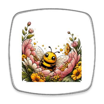 Abeille, apiculteur, apiculteur, abeille, abeille, insecte en nid d’abeille, - Magnet carré - blanc - Devant