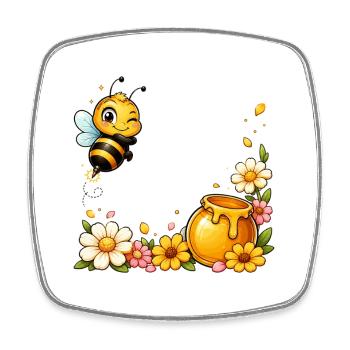 Abeille, apiculteur, apiculteur, abeille, abeille, insecte en nid d’abeille, - Magnet carré - blanc - Devant