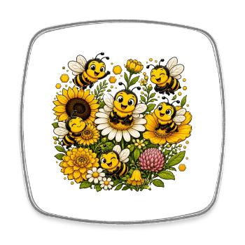 Abeille, apiculteur, apiculteur, abeille, abeille, insecte en nid d’abeille, - Magnet carré - blanc - Devant