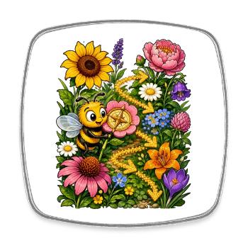Bee Honey Beekeeper Honeycomb Insect Bee - Square fridge magnet - white - Front