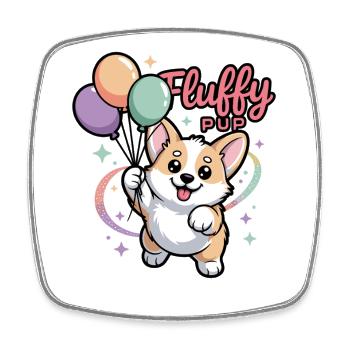 Corgi avec des ballons - Magnet carré - blanc - Devant