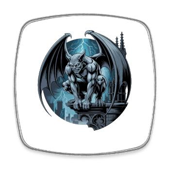 Gothic Gargoyle Demon at Thunderstorm on Cathedral - Square fridge magnet - white - Front