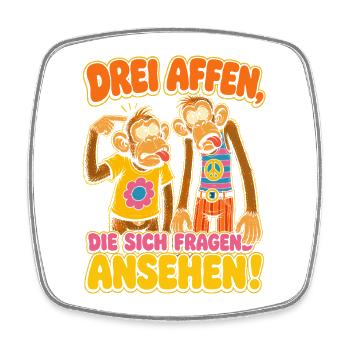 Drei Affen schauen sich an - Viereckiger Kühlschrankmagnet - Weiß - Vorne