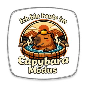 Capybara Modus im Thermalbecken - Viereckiger Kühlschrankmagnet - Weiß - Vorne