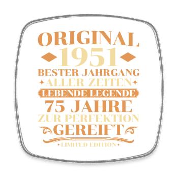 Original 1951 Bester Jahrgang 75. Geburtstag - Viereckiger Kühlschrankmagnet - Weiß - Vorne