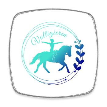 Voltigieren Grundsitz – Geschenk für Voltigierer - Viereckiger Kühlschrankmagnet - Weiß - Vorne