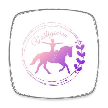 Voltigieren Grundsitz – Geschenk für Voltigierer - Viereckiger Kühlschrankmagnet - Weiß - Vorne