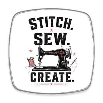 Stitch Sew Create Sewing Shirt - Square fridge magnet - white - Front