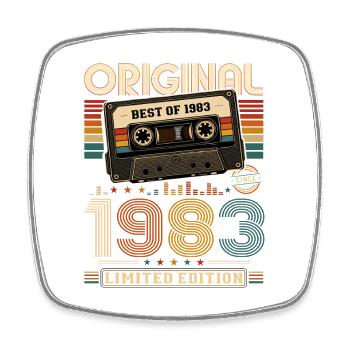 43e anniversaire Gift Man cassette Best of 1983 - Magnet carré - blanc - Devant