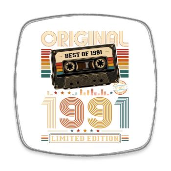 35. Geburtstag Geschenk Mann Kassette Best of 1991 - Viereckiger Kühlschrankmagnet - Weiß - Vorne