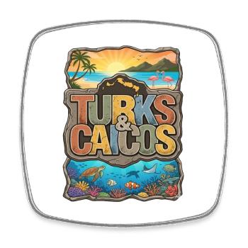 Souvenir of the Turks and Caicos Islands - Square fridge magnet - white - Front