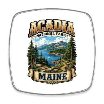 Insigne ancien du parc national d’Acadia Maine - Magnet carré - blanc - Devant