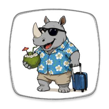 Rhino en vacances à Hawaï - Magnet carré - blanc - Devant