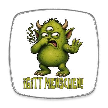 Grüner Monster Igitt Menschen - Viereckiger Kühlschrankmagnet - Weiß - Vorne