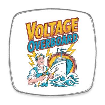 Marine Electrician Voltage Overboard Engineering - Viereckiger Kühlschrankmagnet - Weiß - Vorne