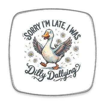 Duck Dilly Drift – Rire tardif - Magnet carré - blanc - Devant