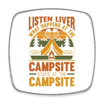 Camping Bonfire Camp Life Forest Camper - Viereckiger Kühlschrankmagnet - Weiß - Vorne